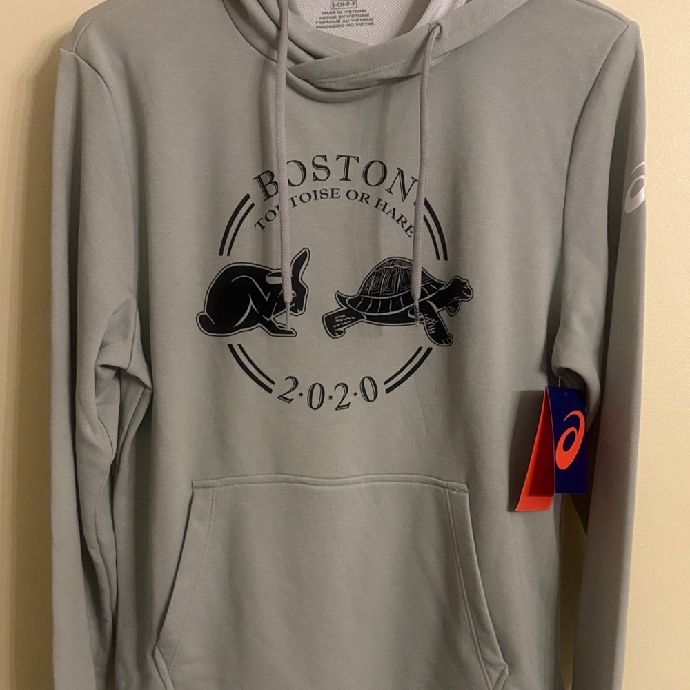 Asics Light Gray Boston 2020 Men's Hoodie Nwtgs